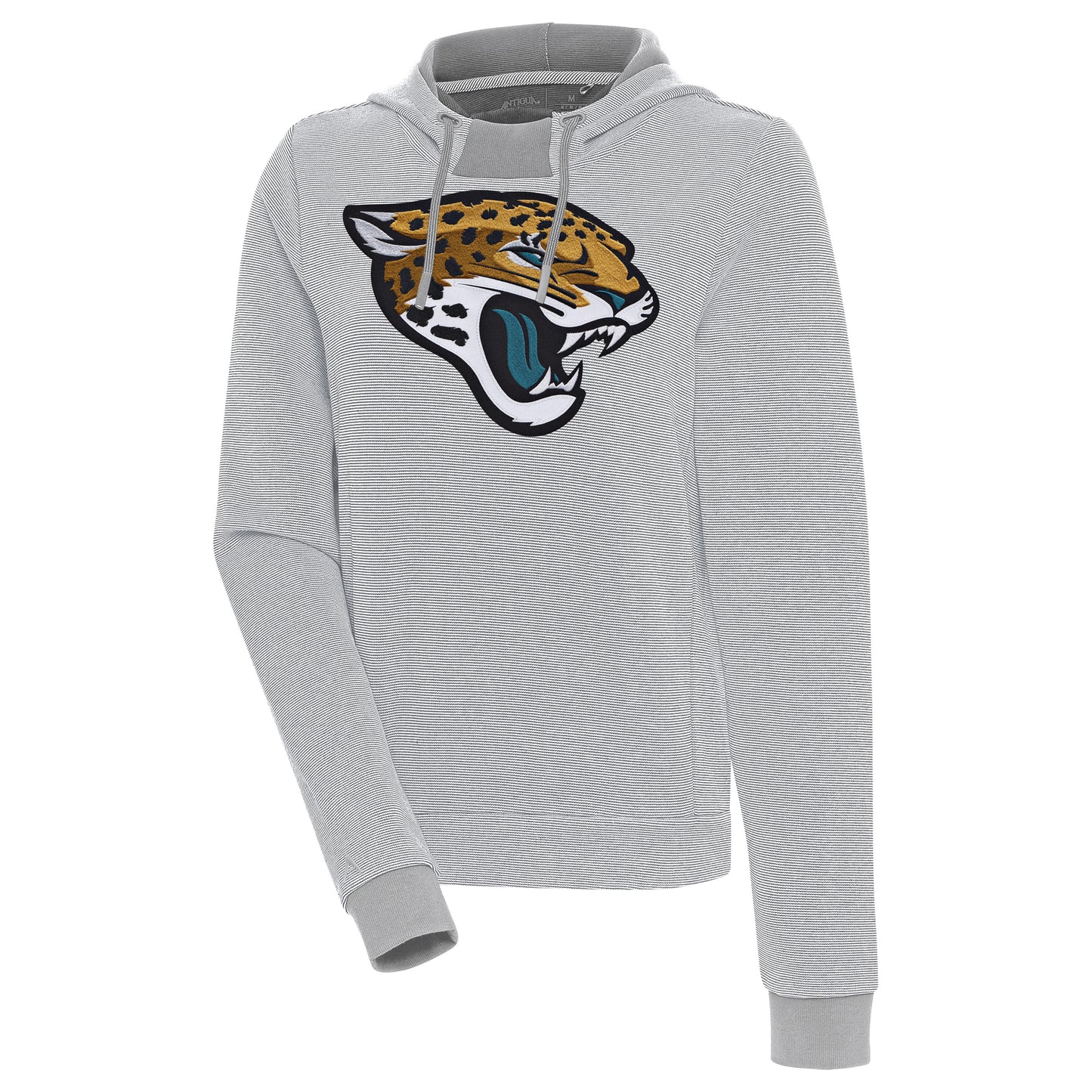 Women's Antigua Gray Jacksonville Jaguars Axe Bunker Tri-Blend Pullover Hoodie