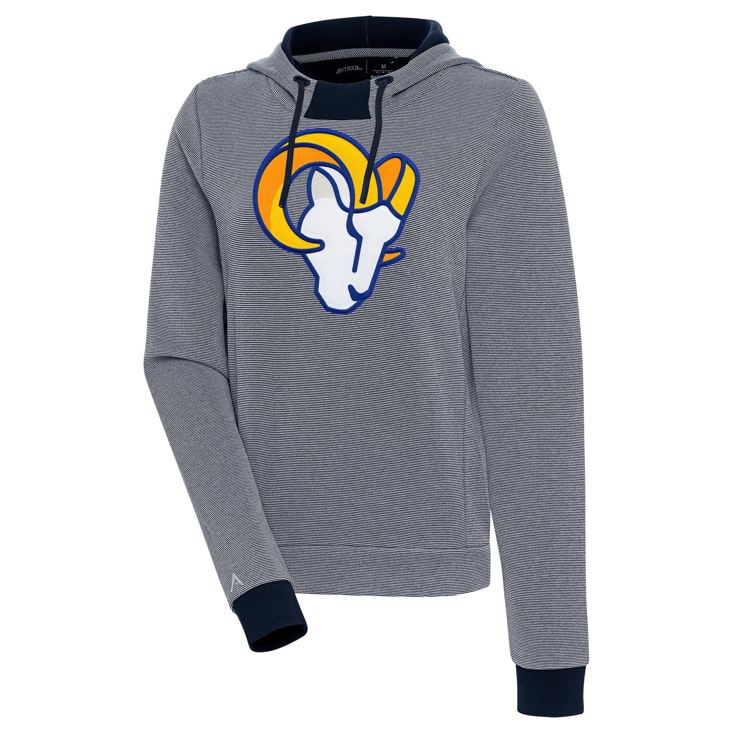 Women's Antigua Navy Los Angeles Rams Axe Bunker Tri-Blend Pullover Hoodie
