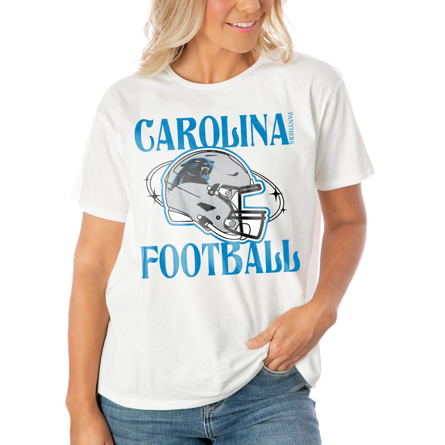 Women's Gameday Couture White Carolina Panthers Victorious Vixen T-Shirt