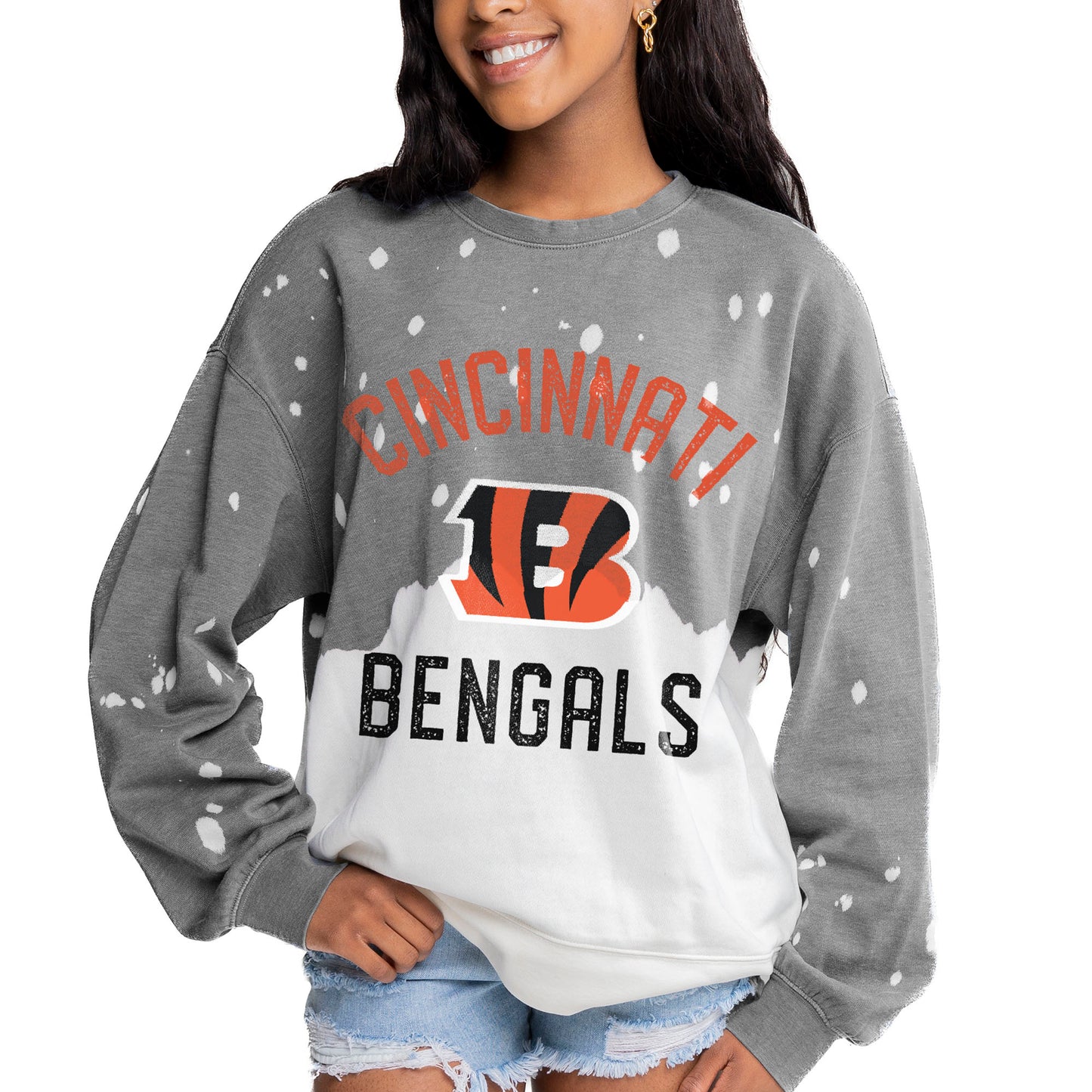 Women's Gameday Couture Gray Cincinnati Bengals Coin Toss Faded French Terry Pullover Sweatshirt