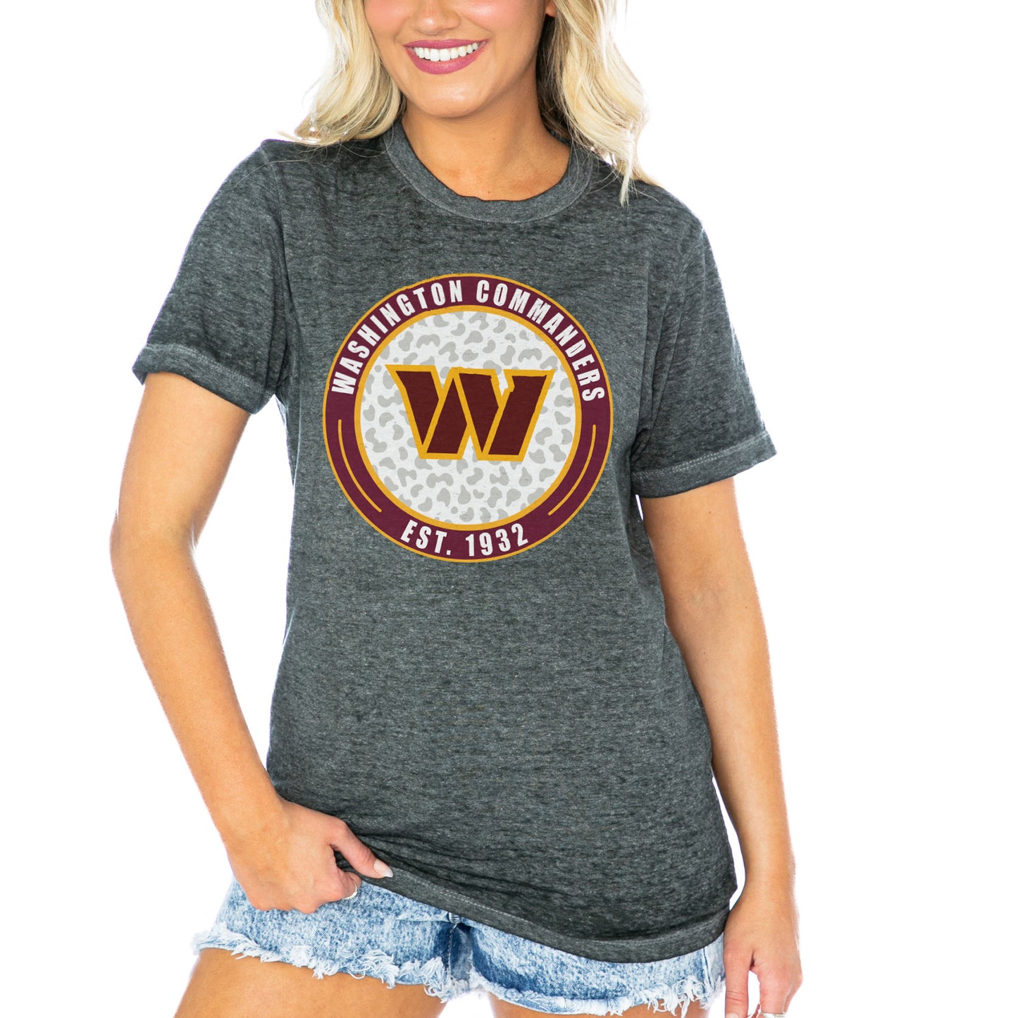 Women's Gameday Couture Charcoal Washington Commanders First And Goal Burnout T-Shirt