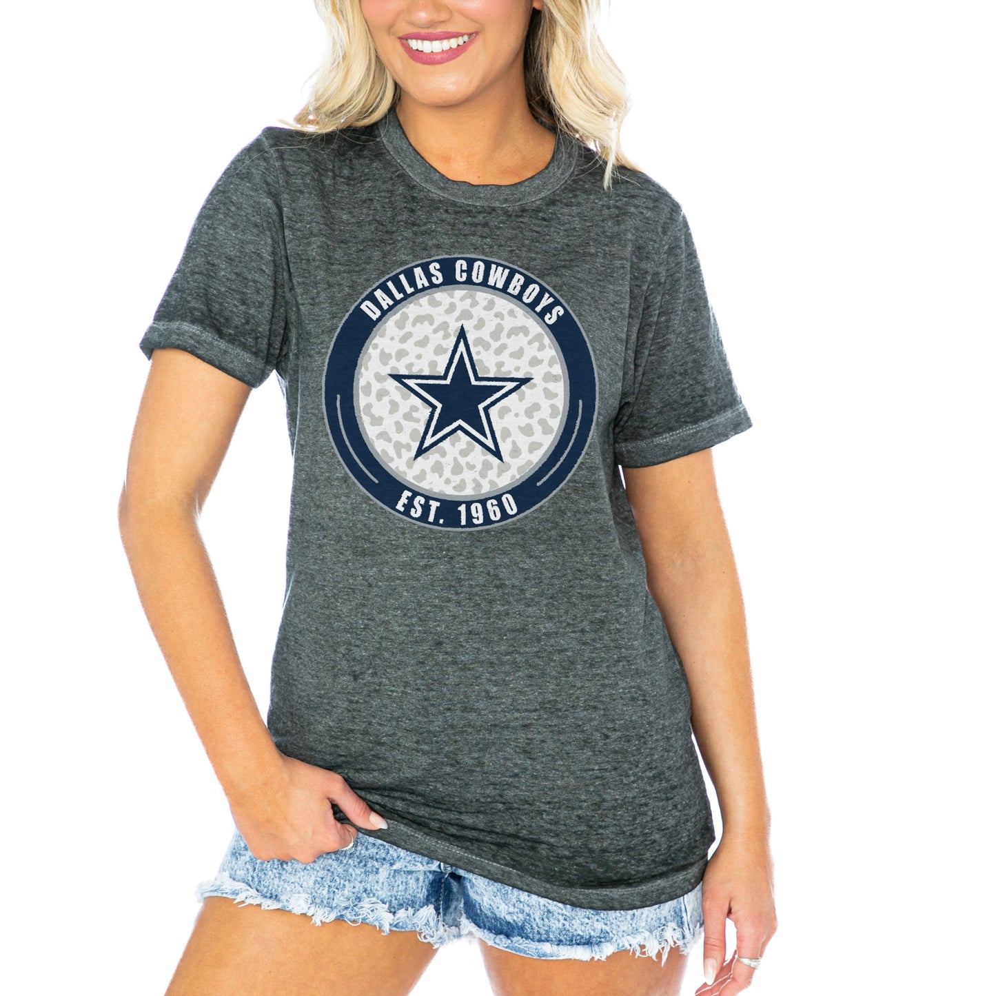 Women's Gameday Couture Charcoal Dallas Cowboys First And Goal Burnout T-Shirt