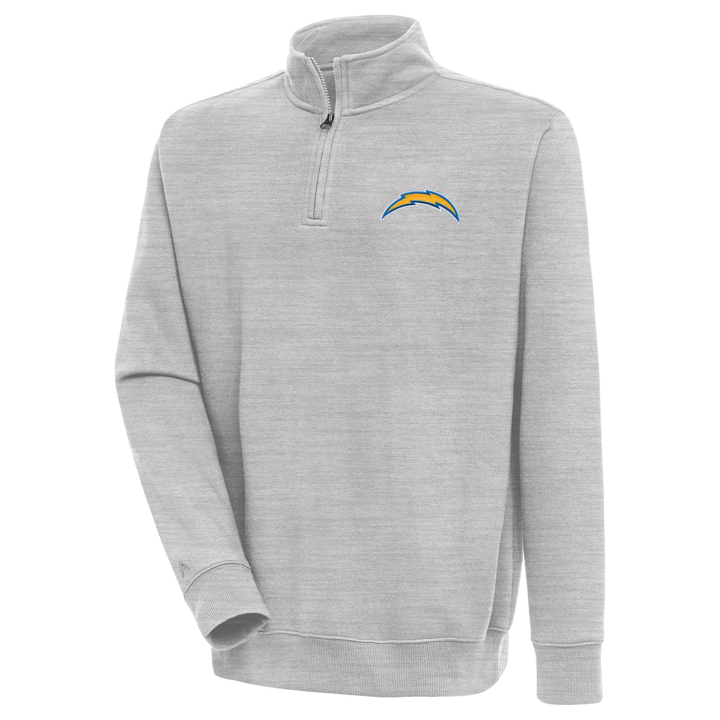 Men's Antigua Heather Gray Los Angeles Chargers Victory Quarter-Zip Pullover Top
