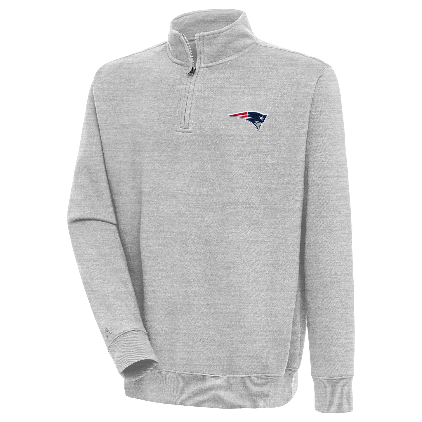 Men's Antigua Heather Gray New England Patriots Victory Quarter-Zip Pullover Top