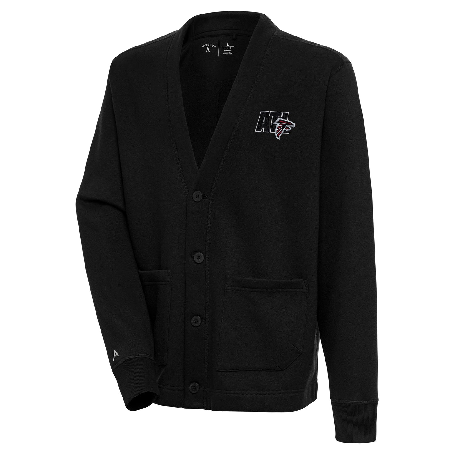 Men's Antigua Black Atlanta Falcons Victory Button-Up Cardigan