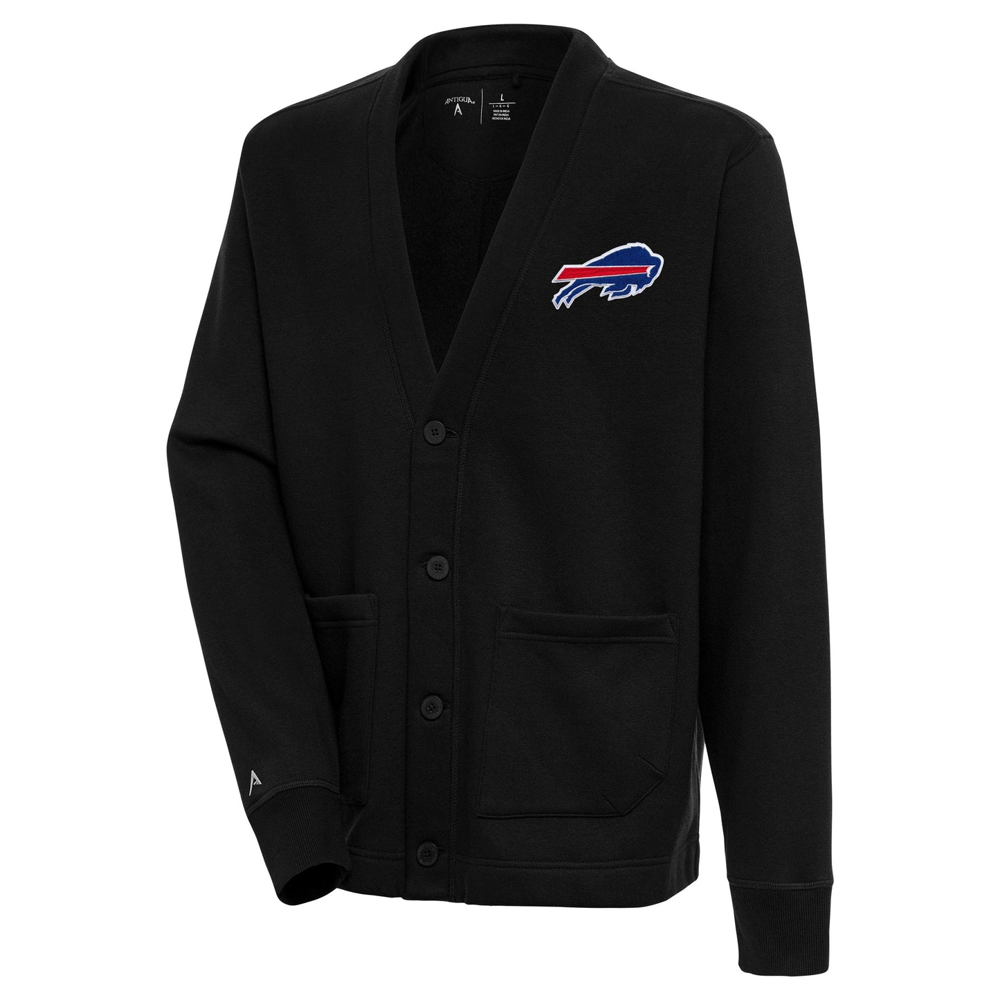 Men's Antigua Black Buffalo Bills Victory Button-Up Cardigan
