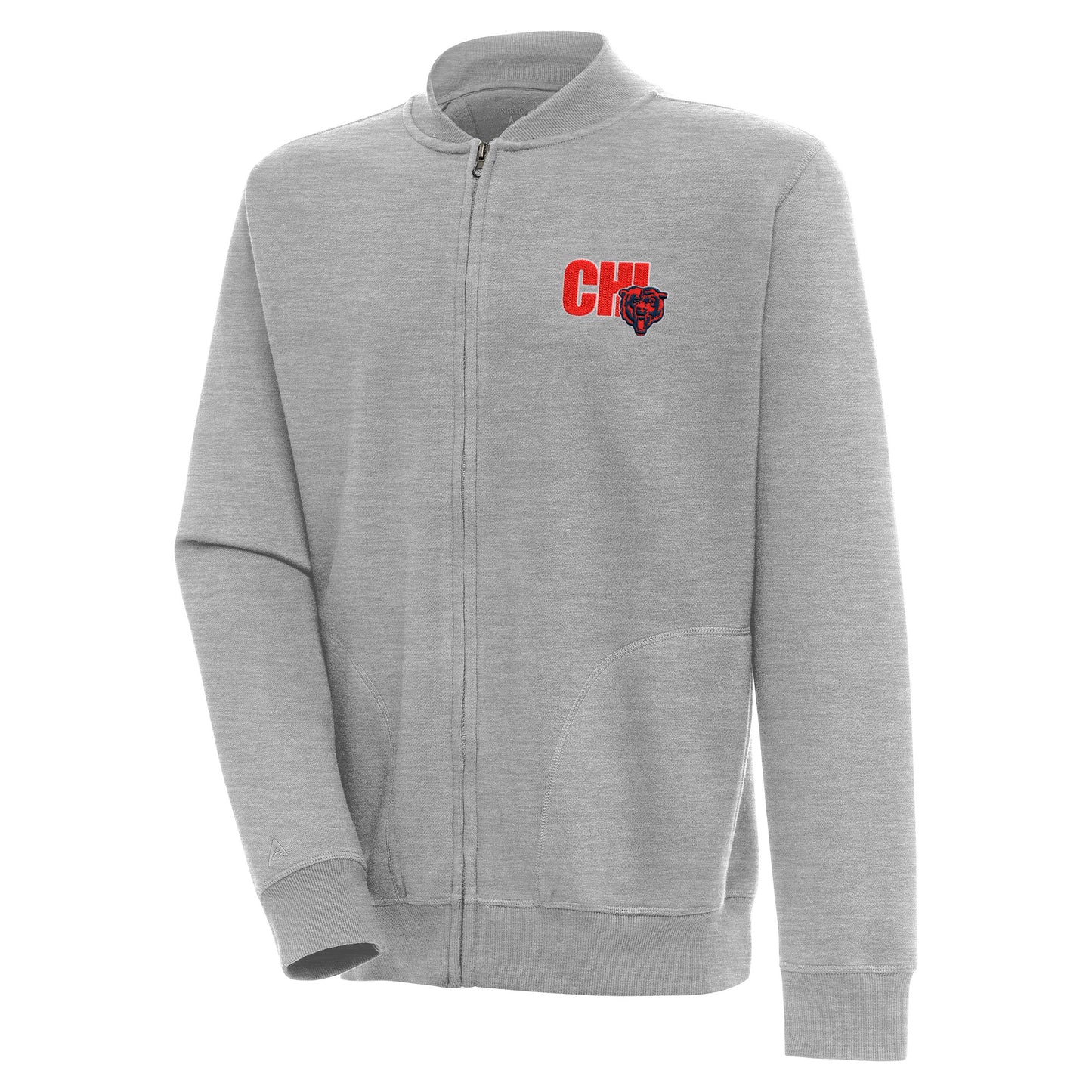 Men's Antigua Heather Gray Chicago Bears Victory Full-Zip Jacket