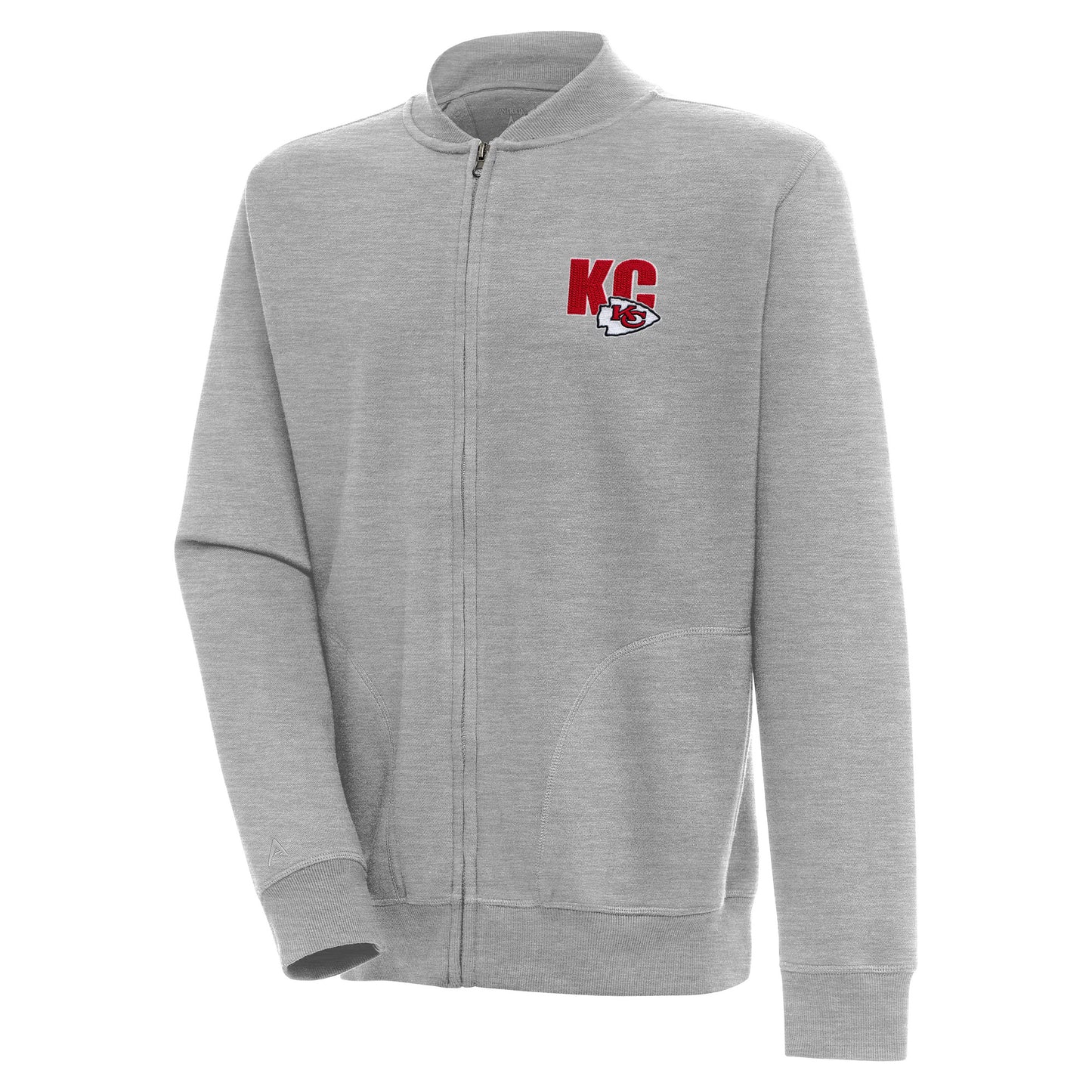 Men's Antigua Heather Gray Kansas City Chiefs Victory Full-Zip Jacket