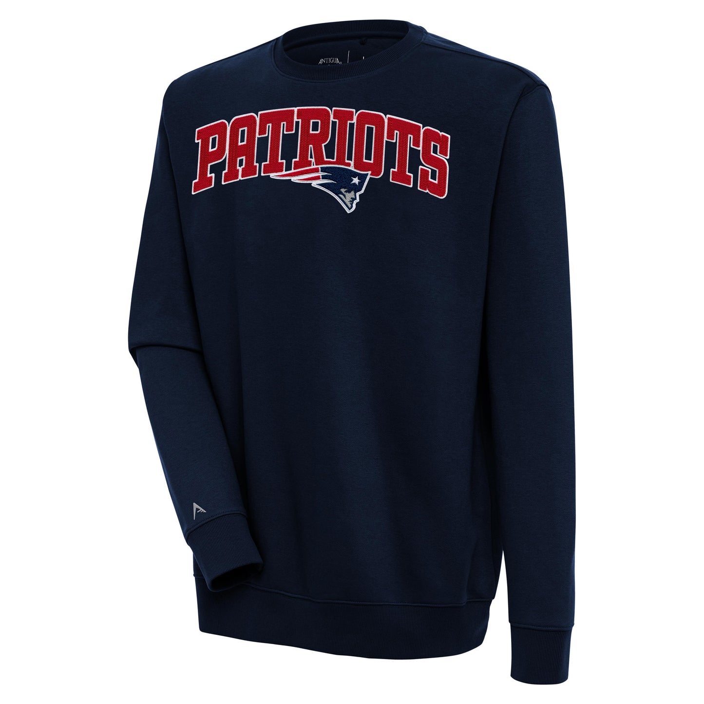 Men's Antigua Navy New England Patriots Victory Chenille Pullover Sweatshirt