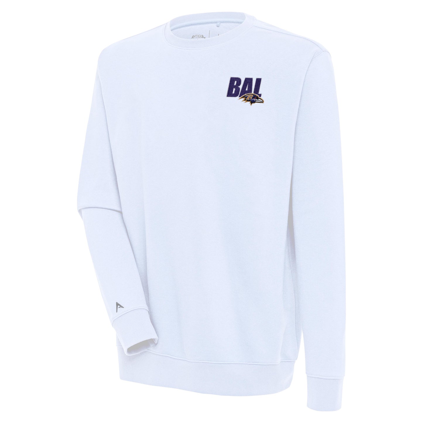 Men's Antigua White Baltimore Ravens Victory Pullover Sweatshirt