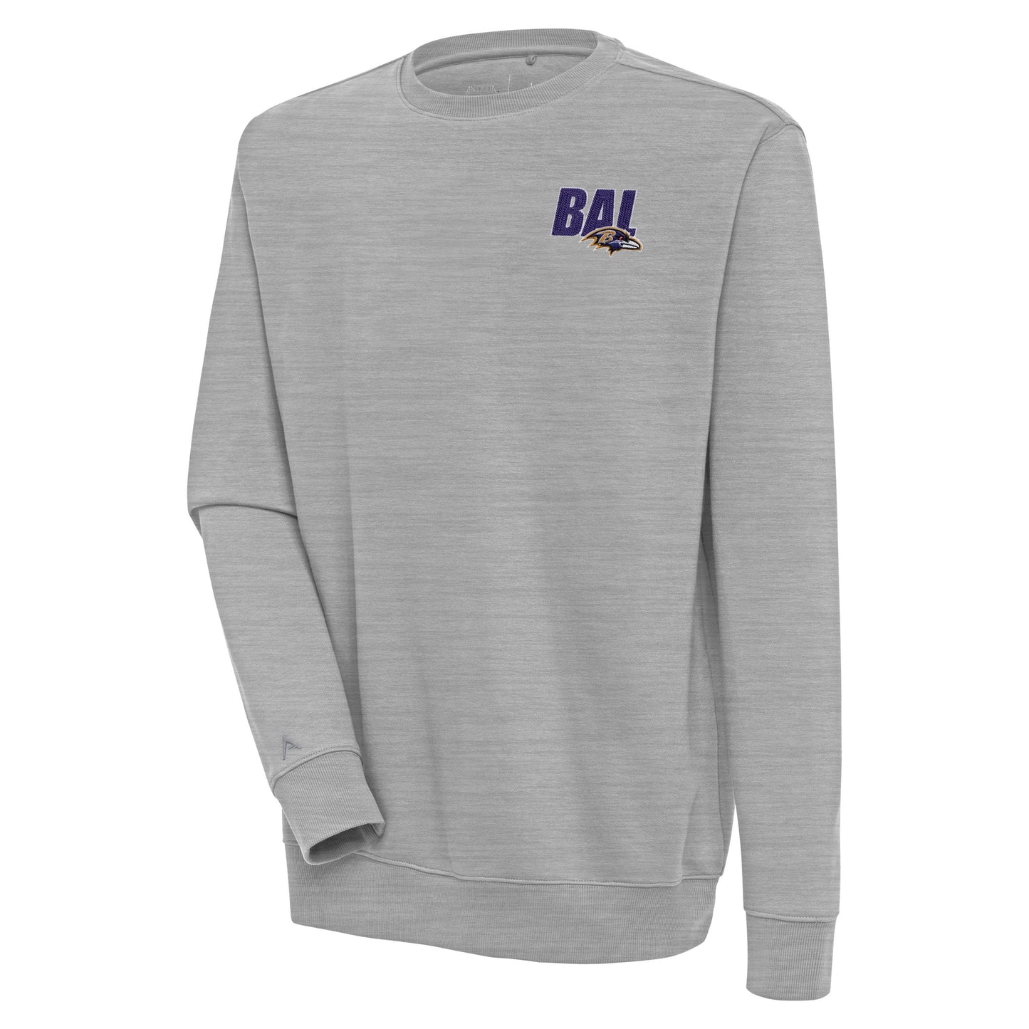 Men's Antigua Heather Gray Baltimore Ravens Victory Pullover Sweatshirt