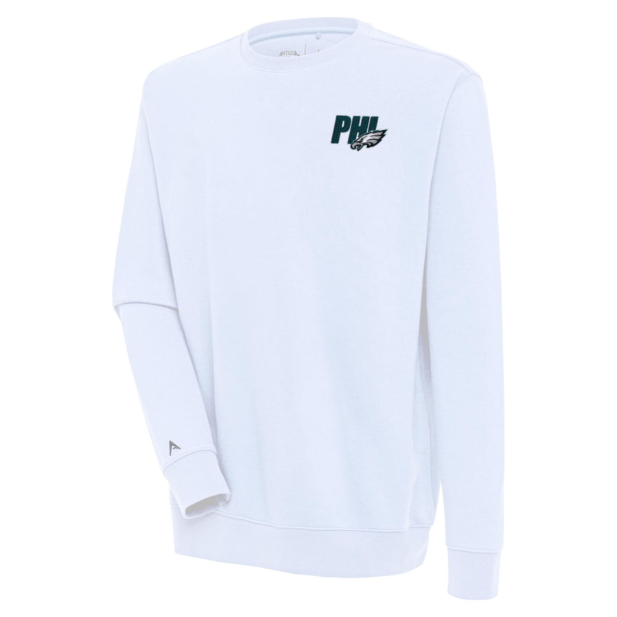 Men's Antigua White Philadelphia Eagles Victory Pullover Sweatshirt
