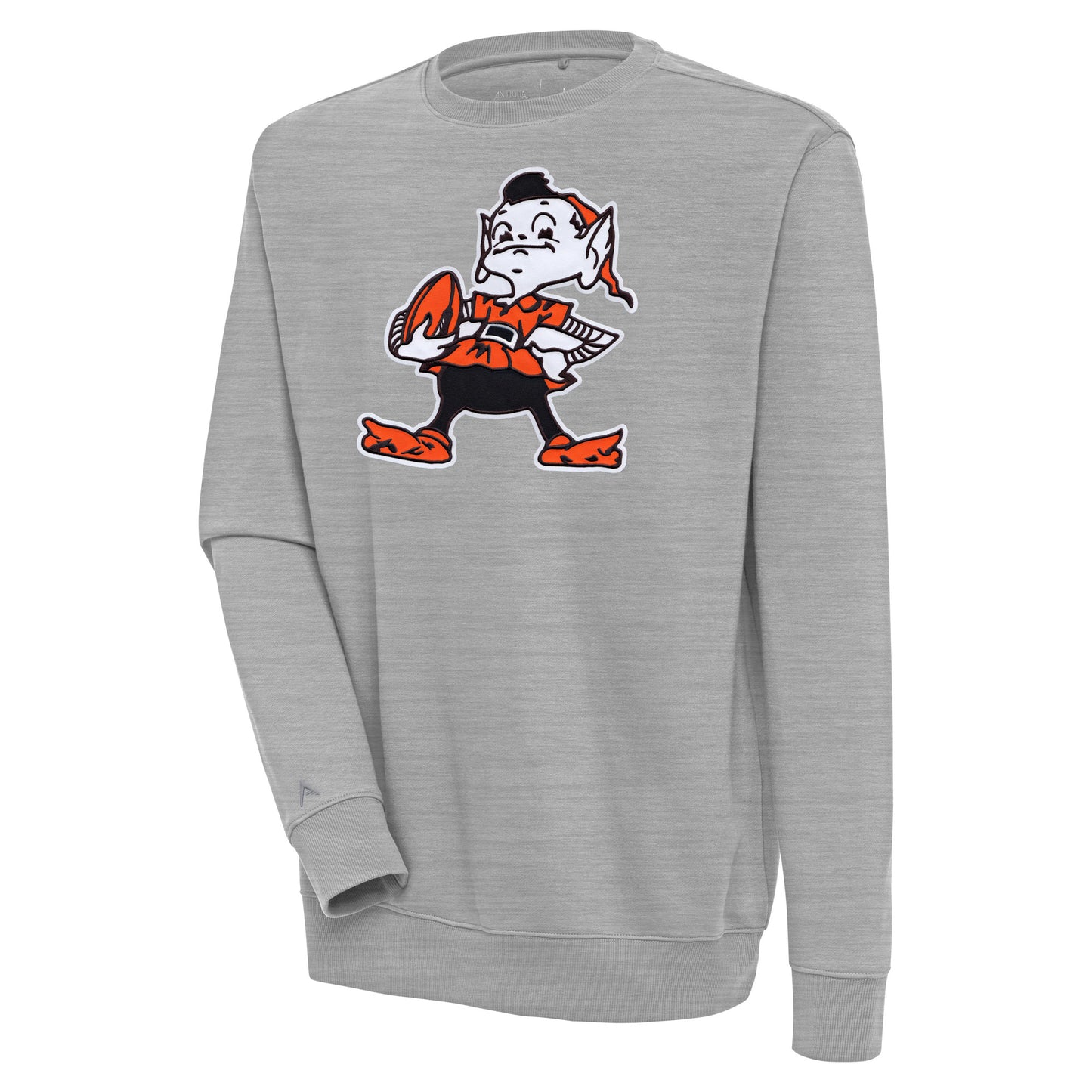 Men's Antigua Heather Gray Cleveland Browns Victory Pullover Sweatshirt