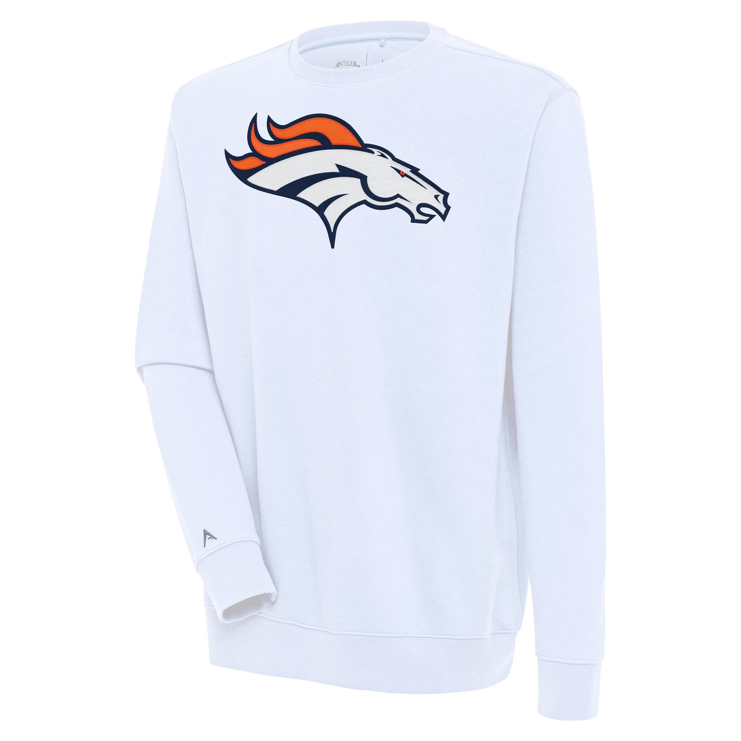 Men's Antigua White Denver Broncos Victory Pullover Sweatshirt