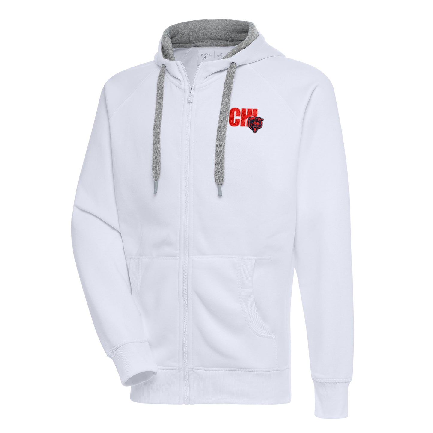 Men's Antigua White Chicago Bears Victory Full-Zip Hoodie