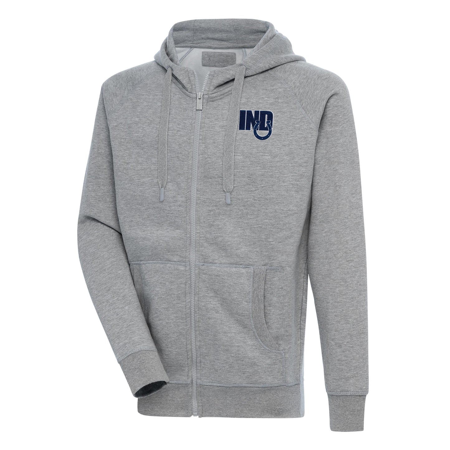 Men's Antigua Heather Gray Indianapolis Colts Victory Full-Zip Hoodie
