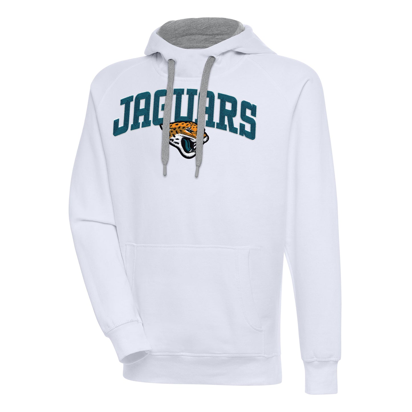 Men's Antigua White Jacksonville Jaguars Victory Pullover Hoodie