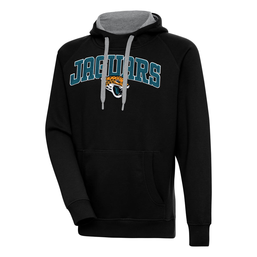 Men's Antigua Black Jacksonville Jaguars Victory Pullover Hoodie