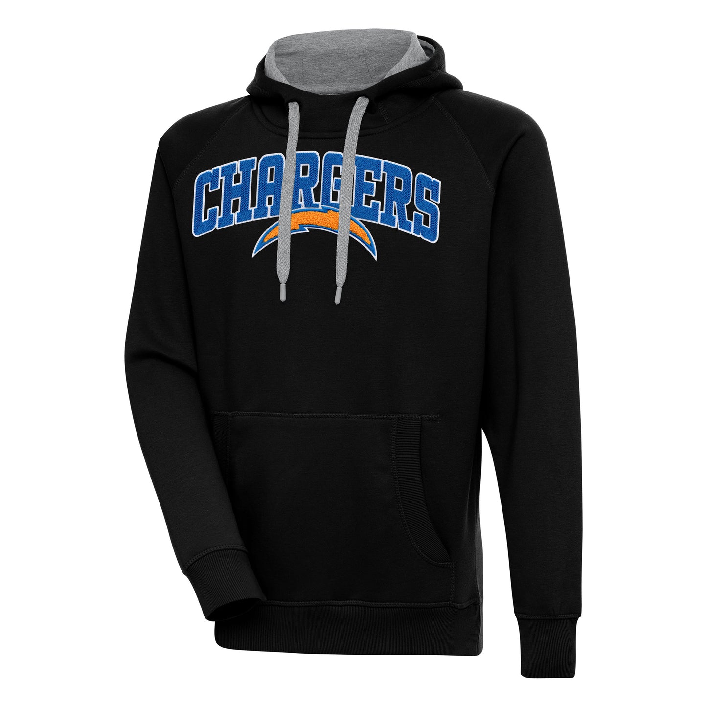 Men's Antigua Black Los Angeles Chargers Victory Pullover Hoodie