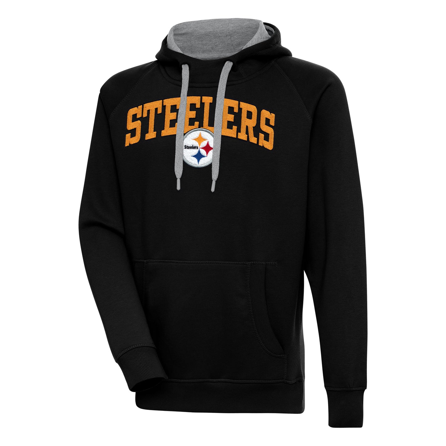 Men's Antigua Black Pittsburgh Steelers Victory Pullover Hoodie