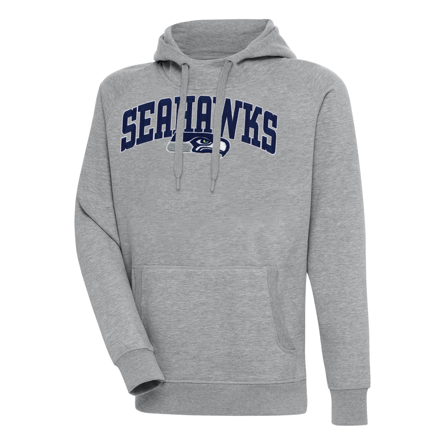 Men's Antigua Heather Gray Seattle Seahawks Victory Pullover Hoodie