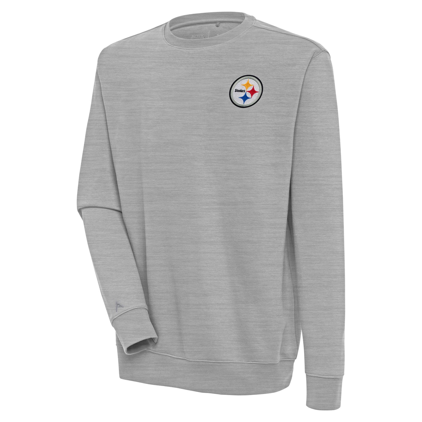 Men's Antigua Heather Gray Pittsburgh Steelers Victory Pullover Sweatshirt