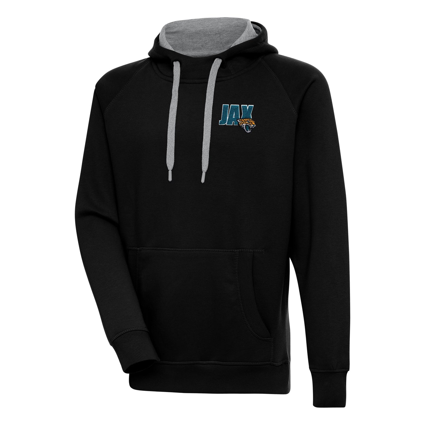 Men's Antigua Black Jacksonville Jaguars Victory Pullover Hoodie