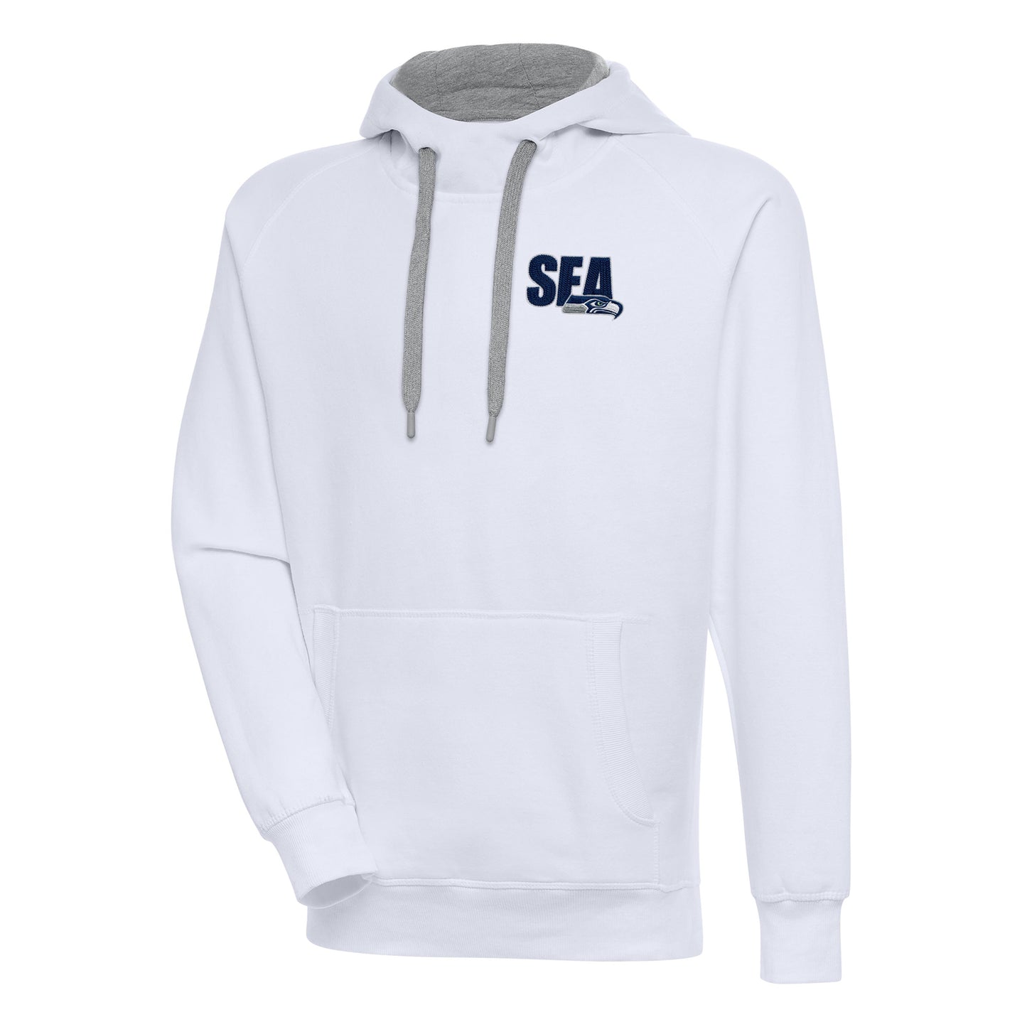 Men's Antigua White Seattle Seahawks Victory Pullover Hoodie