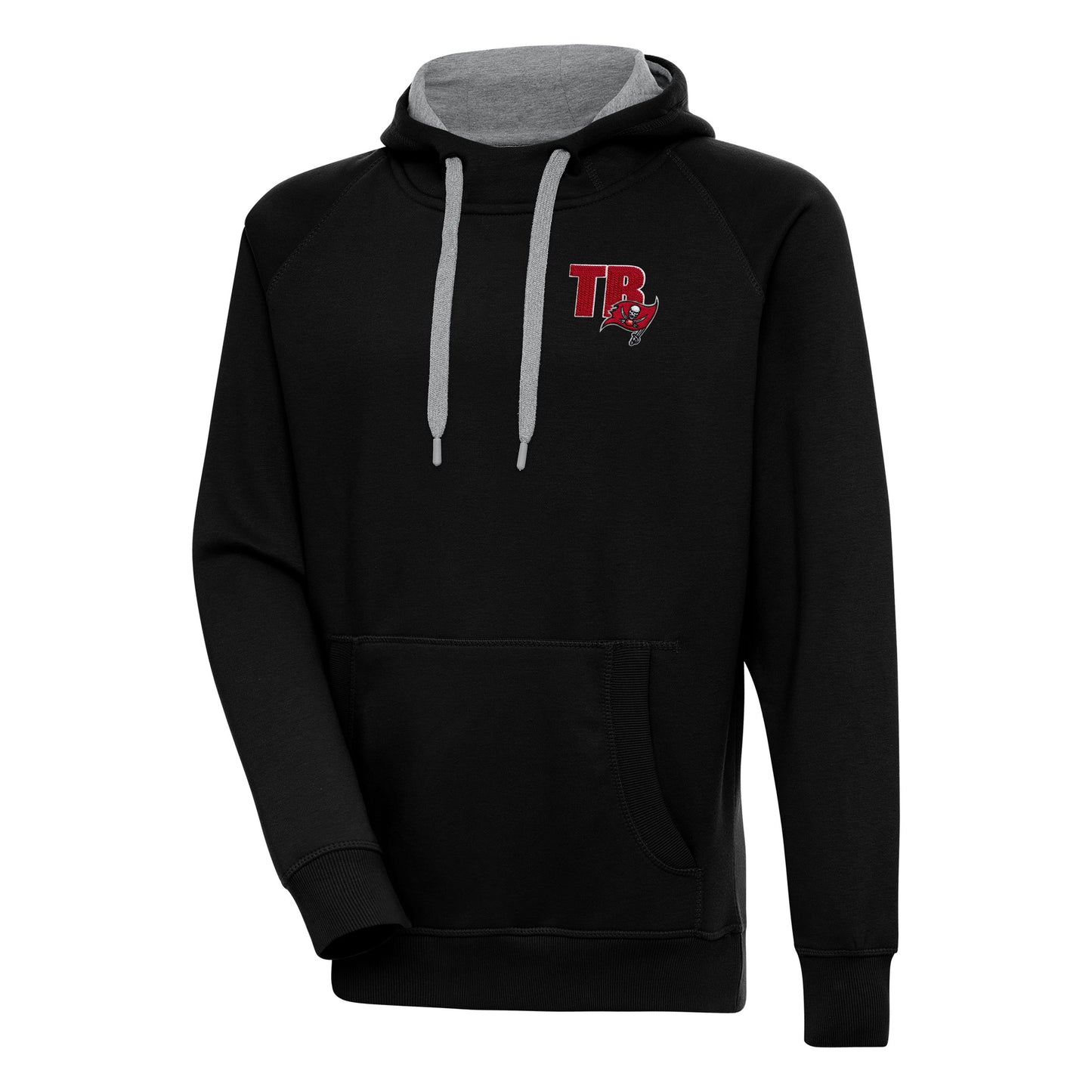 Men's Antigua Black Tampa Bay Buccaneers Victory Pullover Hoodie