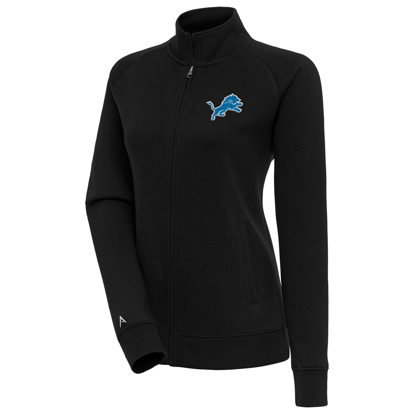 Women's Antigua Black Detroit Lions Victory Full-Zip Jacket