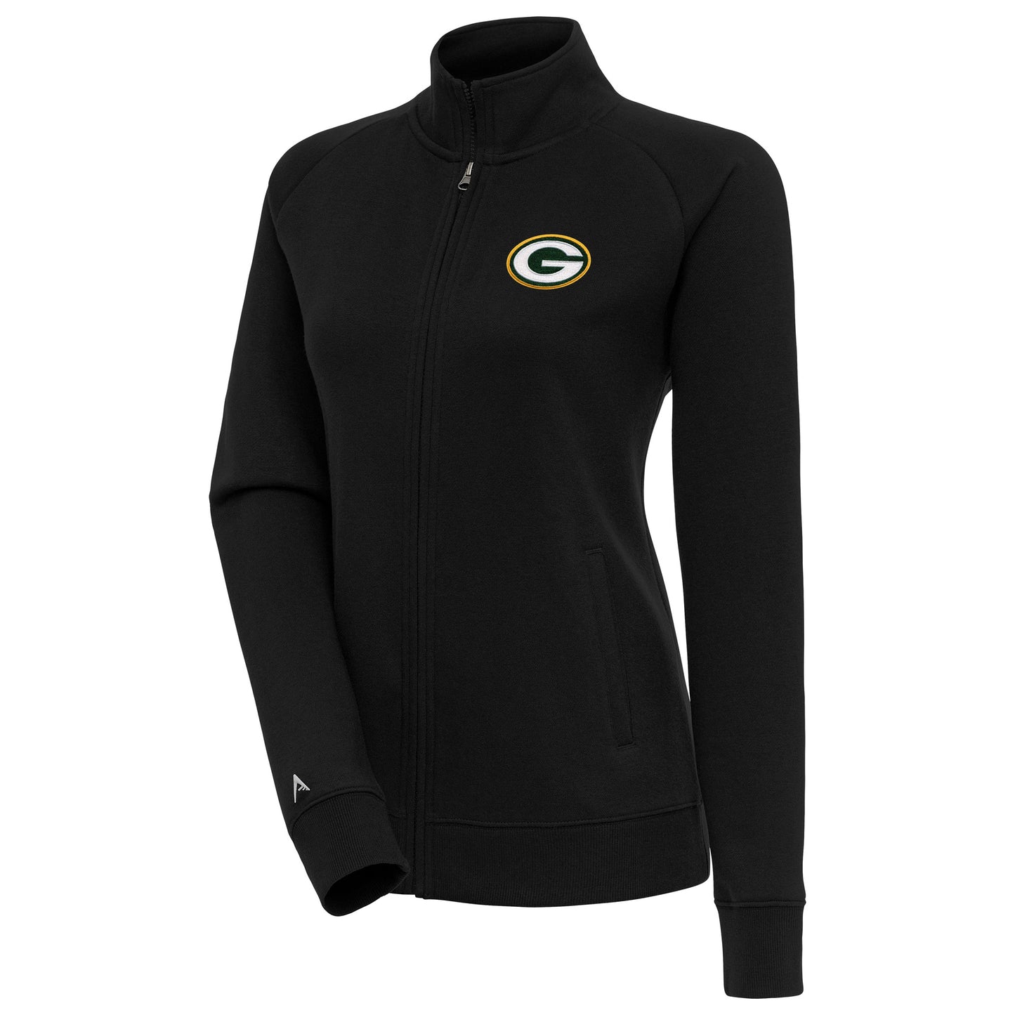 Women's Antigua Black Green Bay Packers Victory Full-Zip Jacket