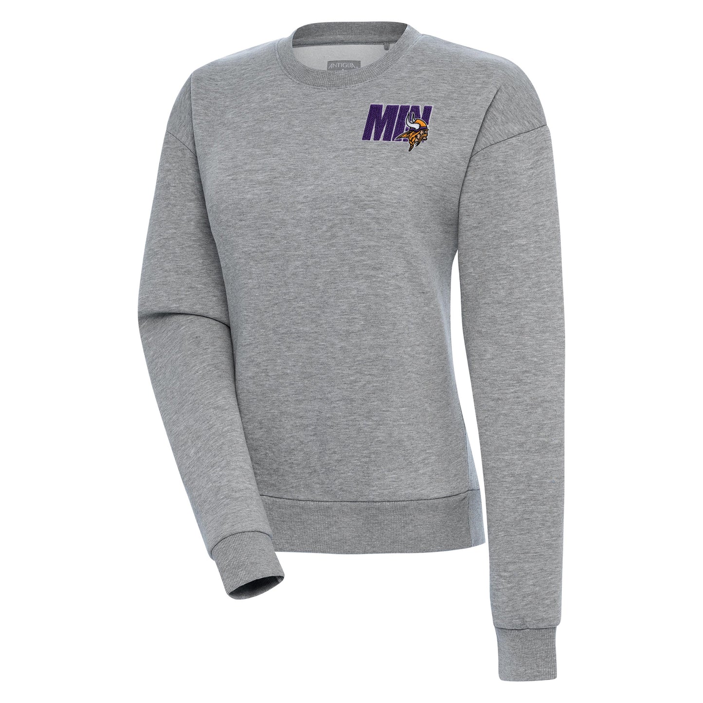 Women's Antigua Heather Gray Minnesota Vikings Victory Pullover Sweatshirt