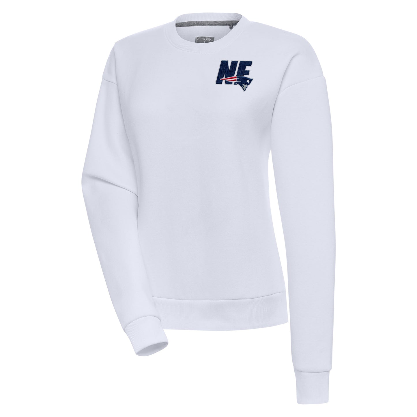 Women's Antigua White New England Patriots Victory Pullover Sweatshirt