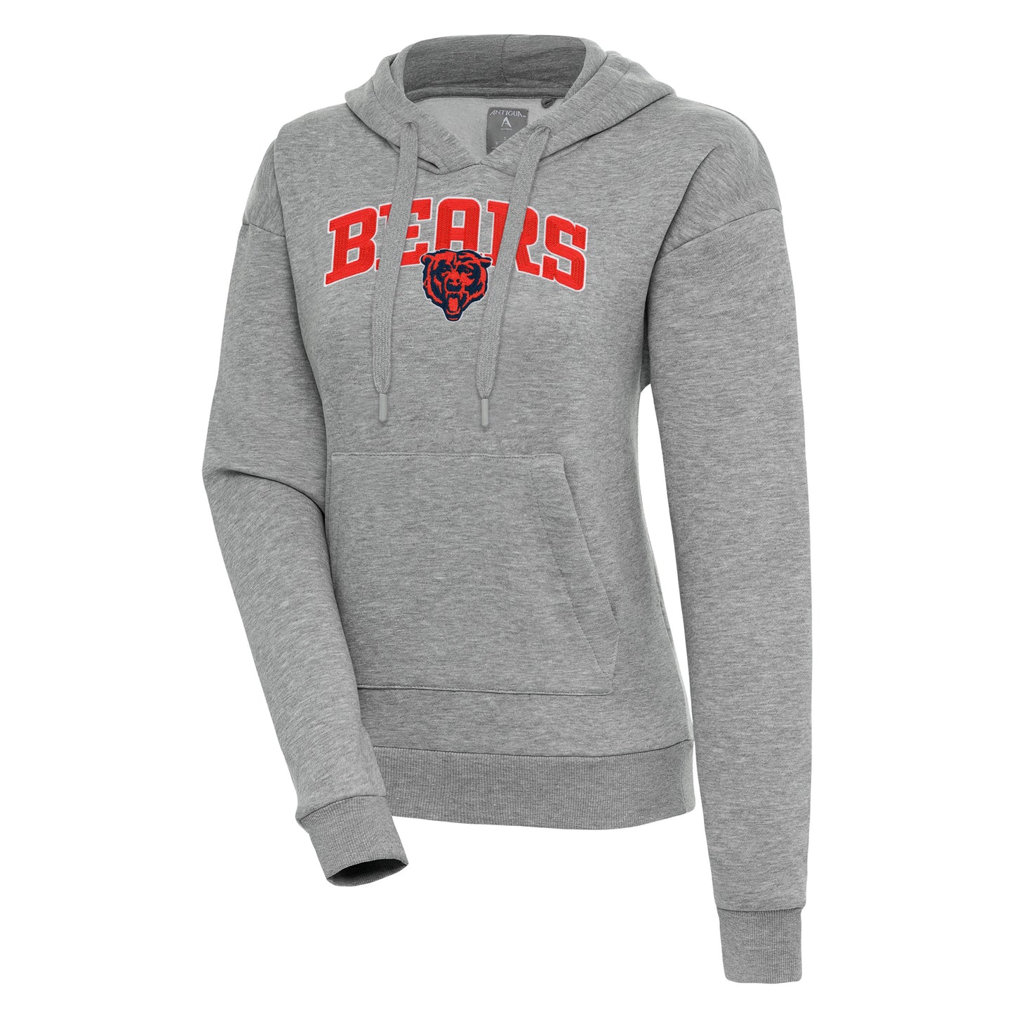 Women's Antigua Heather Gray Chicago Bears Victory Chenille Pullover Hoodie