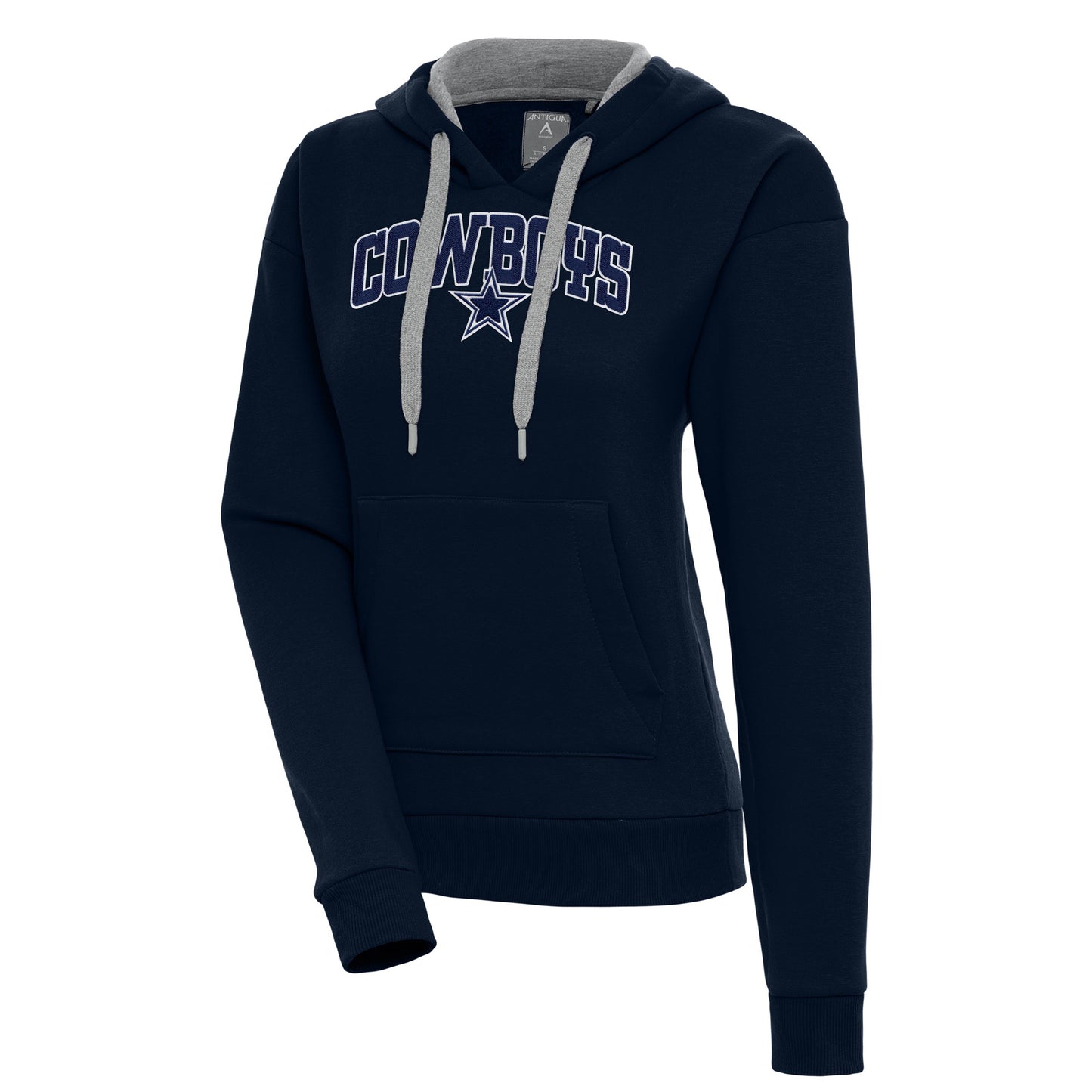 Women's Antigua Navy Dallas Cowboys Victory Chenille Pullover Hoodie