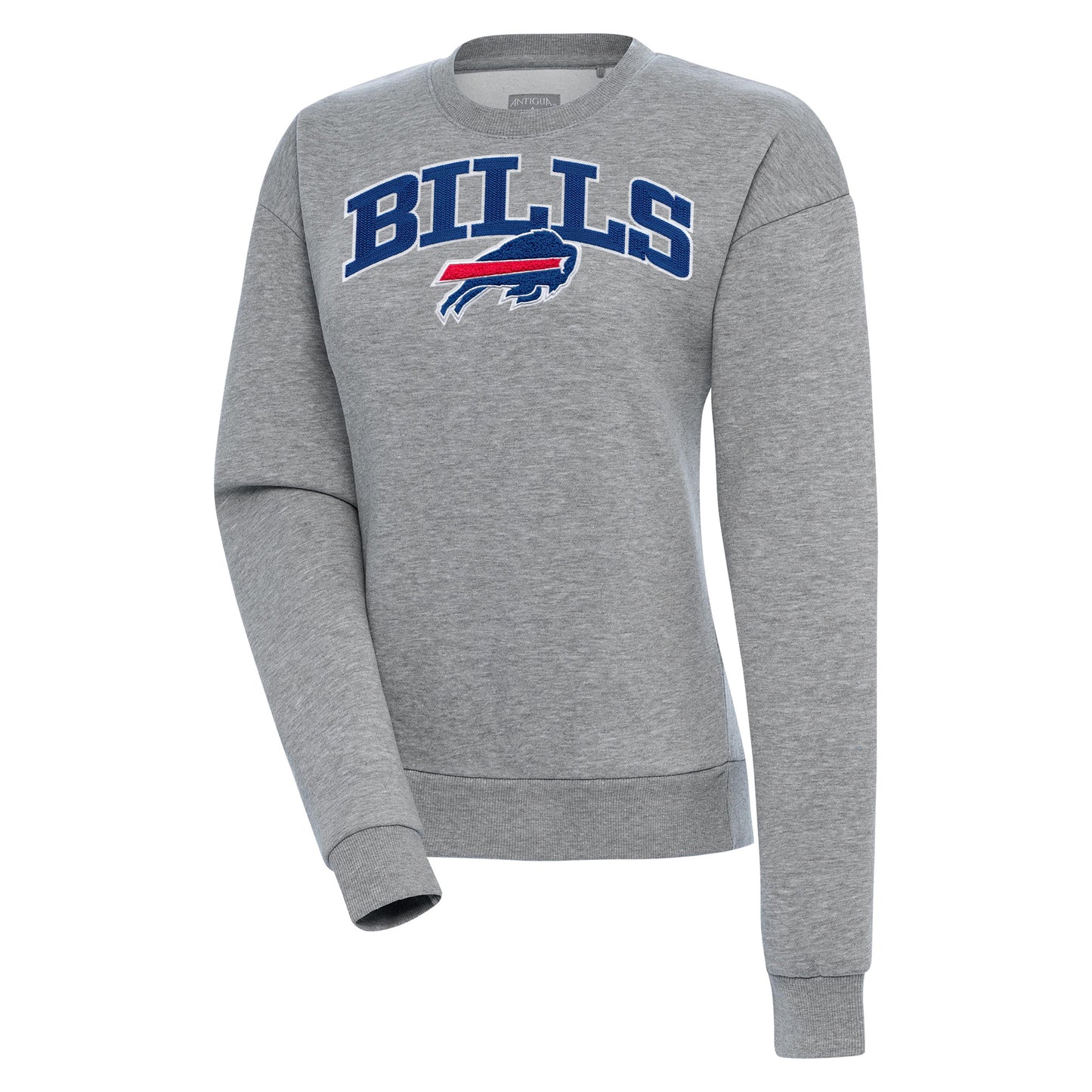 Women's Antigua Heather Gray Buffalo Bills Victory Chenille Pullover Sweatshirt