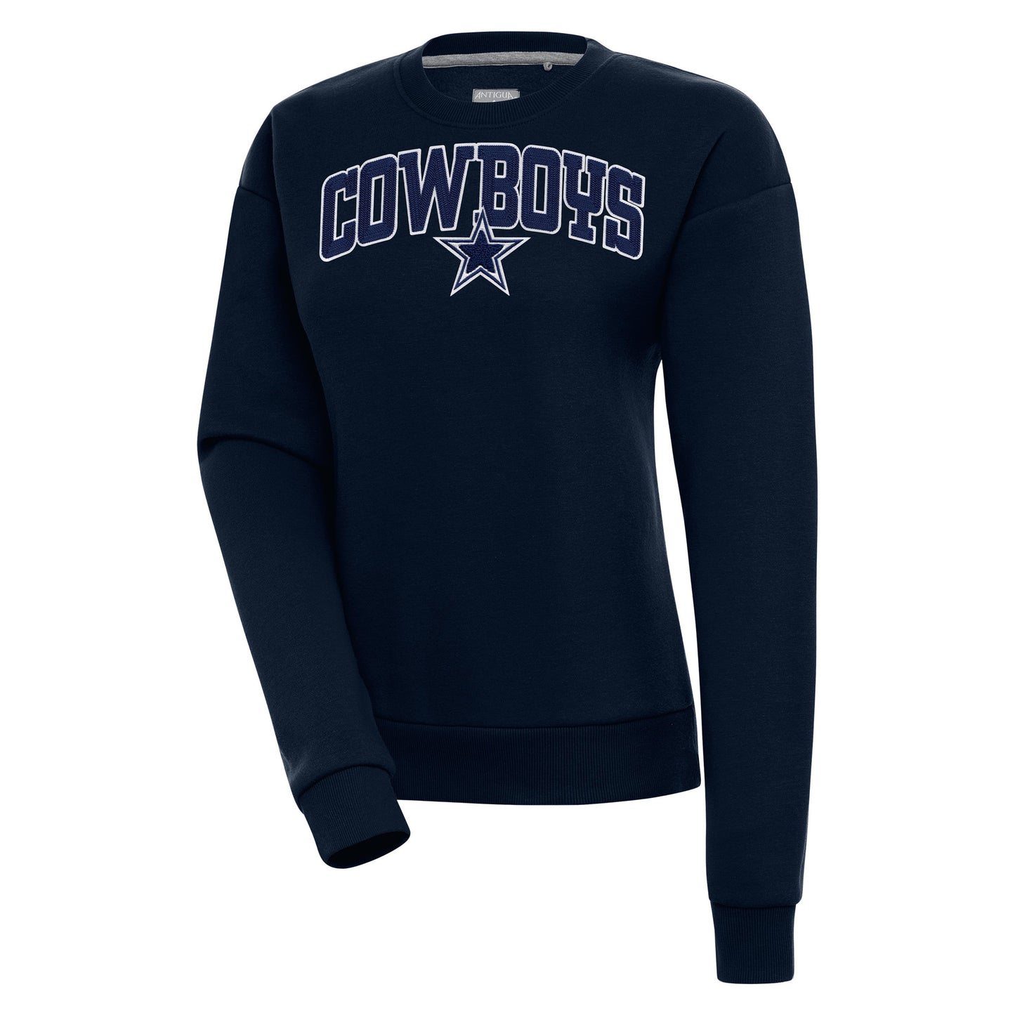 Women's Antigua Navy Dallas Cowboys Victory Chenille Pullover Sweatshirt