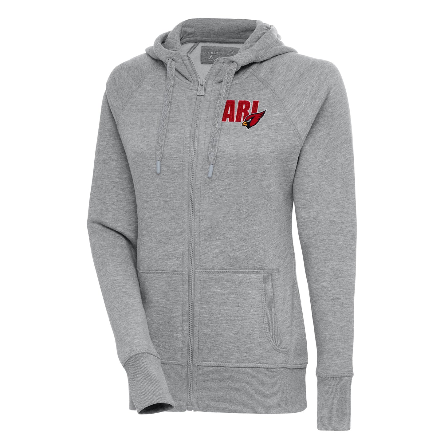 Women's Antigua Heather Gray Arizona Cardinals Victory Full-Zip Hoodie