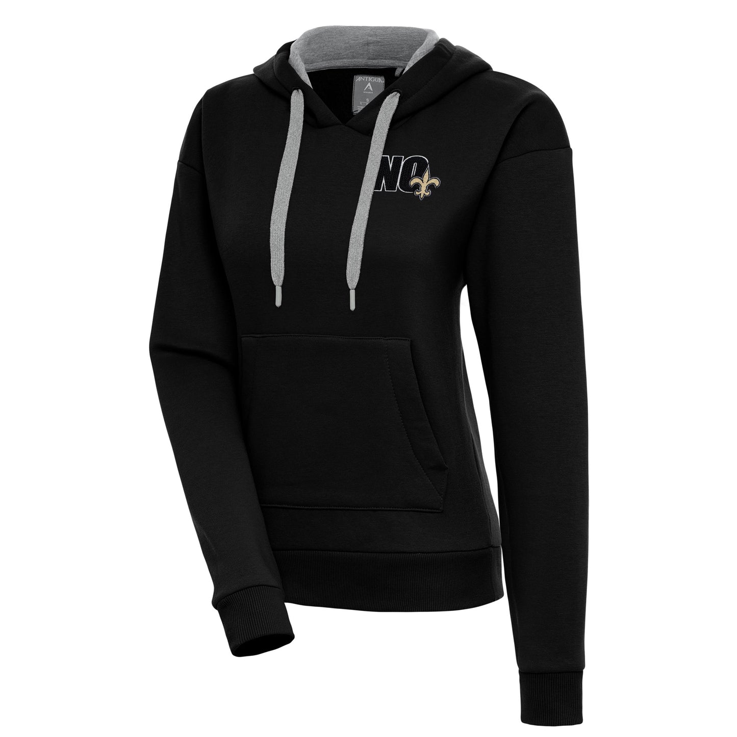 Women's Antigua Black New Orleans Saints Victory Pullover Hoodie