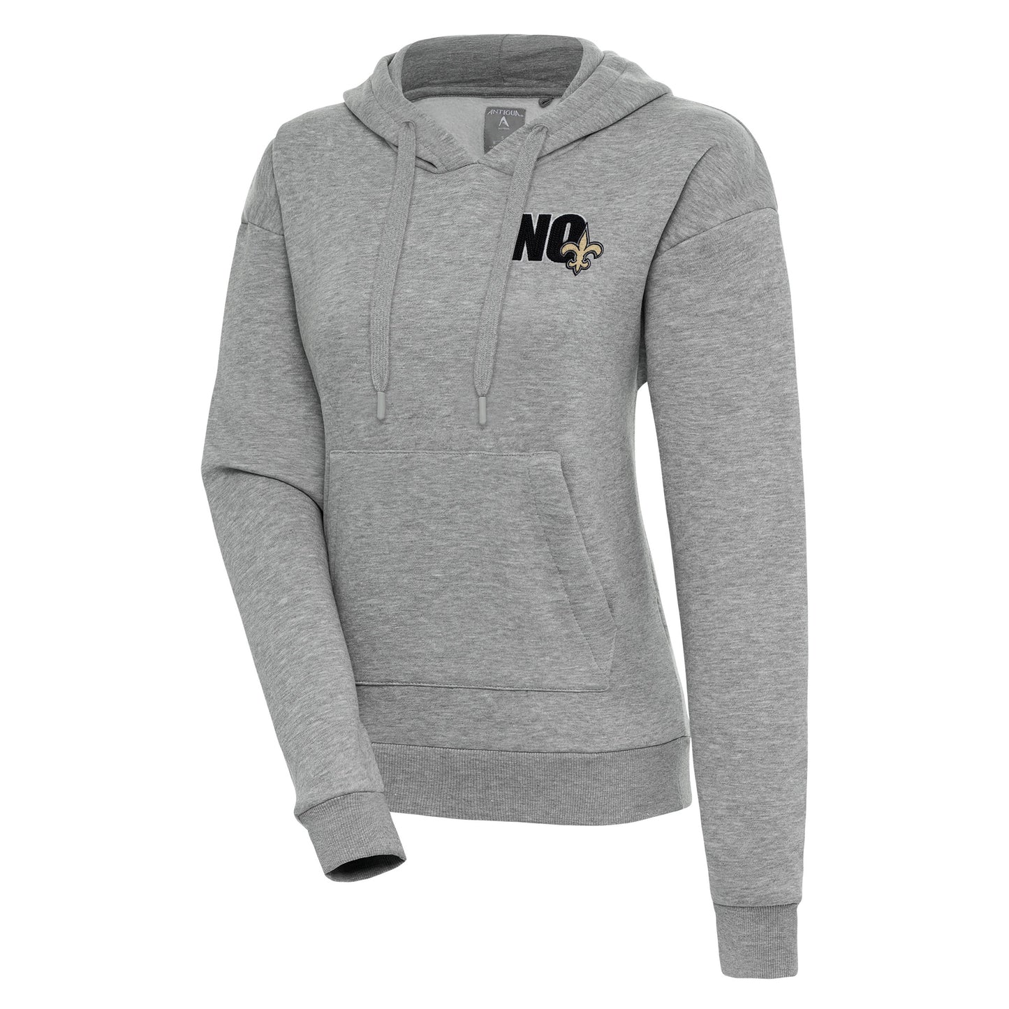 Women's Antigua Heather Gray New Orleans Saints Victory Pullover Hoodie