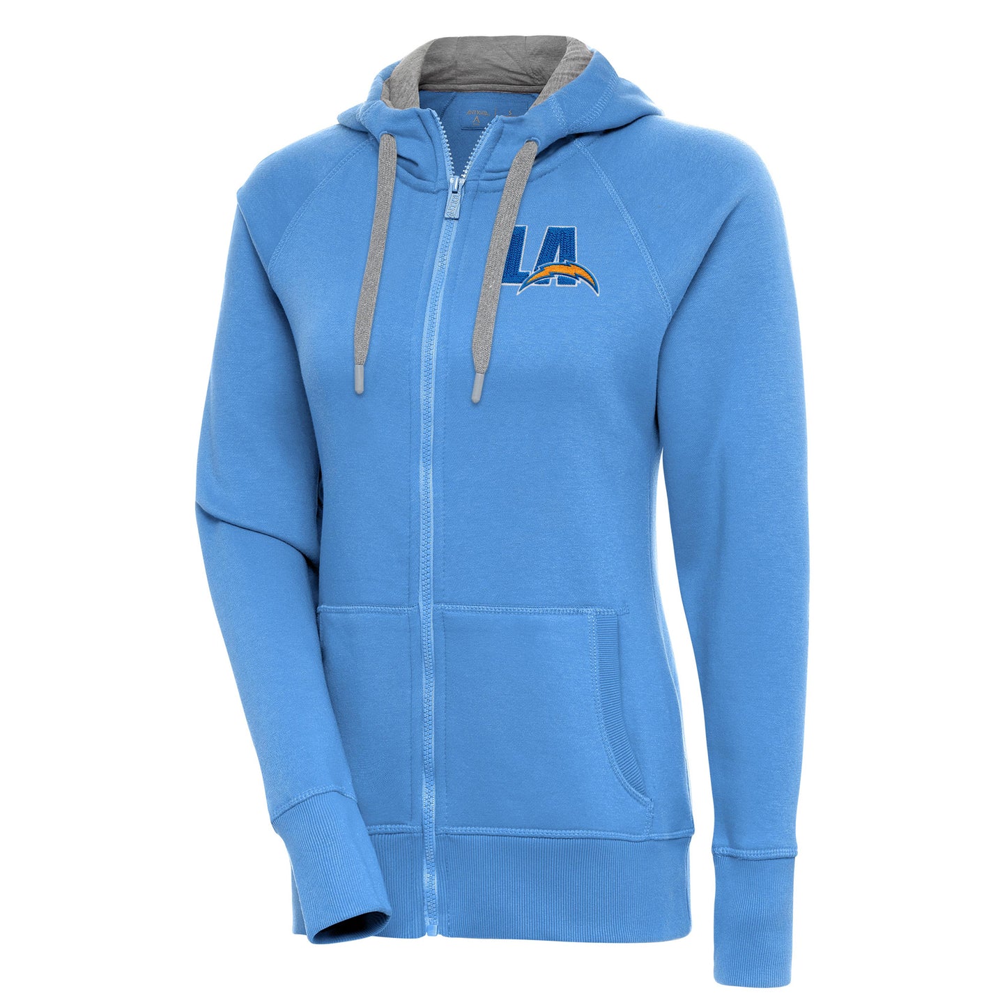 Women's Antigua Powder Blue Los Angeles Chargers Victory Full-Zip Hoodie