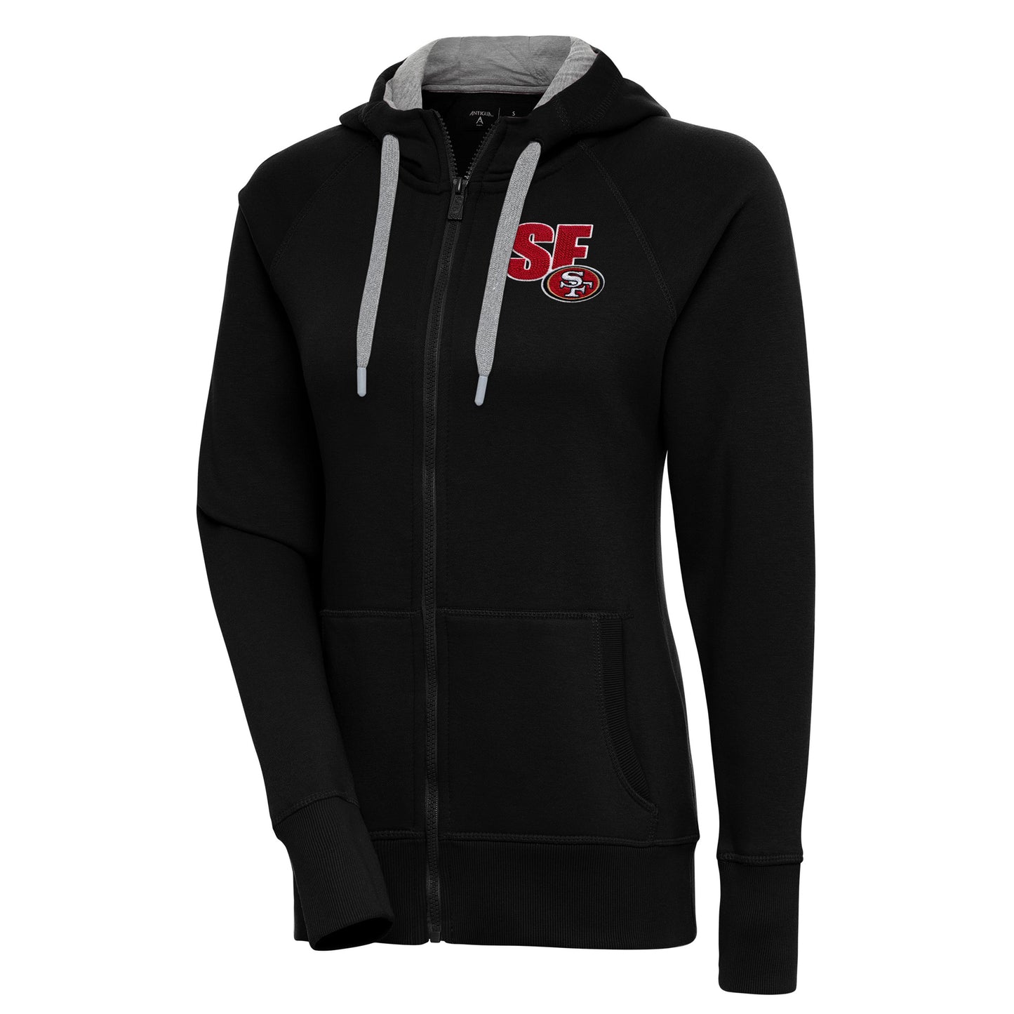 Women's Antigua Black San Francisco 49ers Victory Full-Zip Hoodie