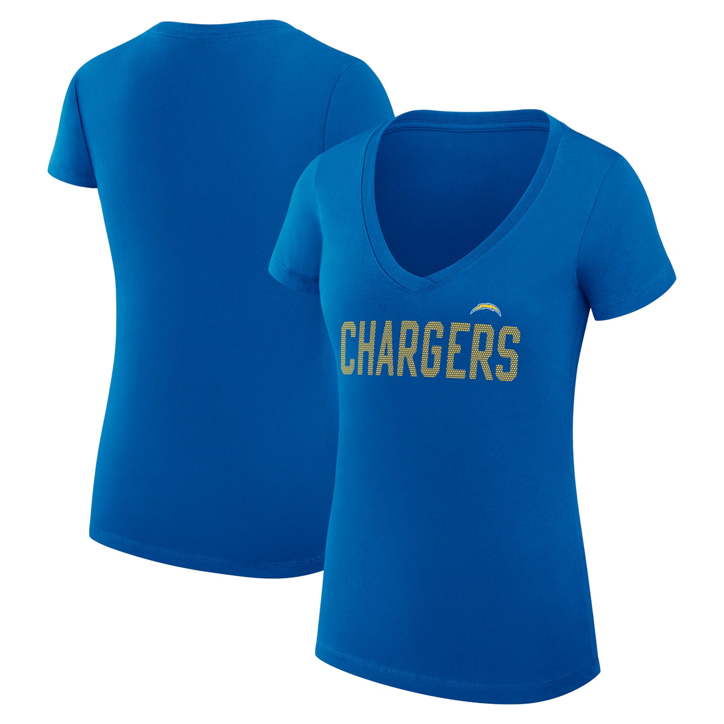 Women's G-III 4Her by Carl Banks Royal Los Angeles Chargers Dot Print V-Neck Fitted T-Shirt