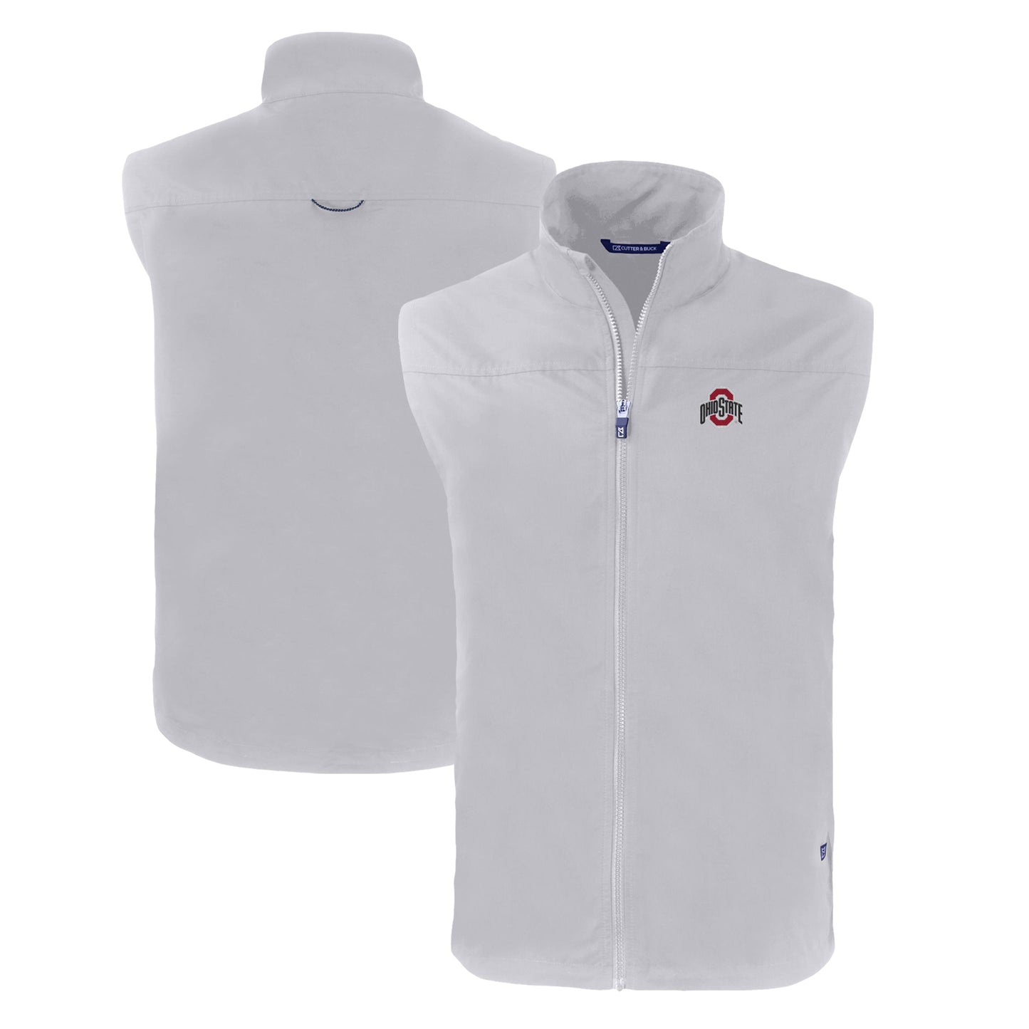 Men's Cutter & Buck Gray Ohio State Buckeyes Big & Tall Charter Eco Full-Zip Vest