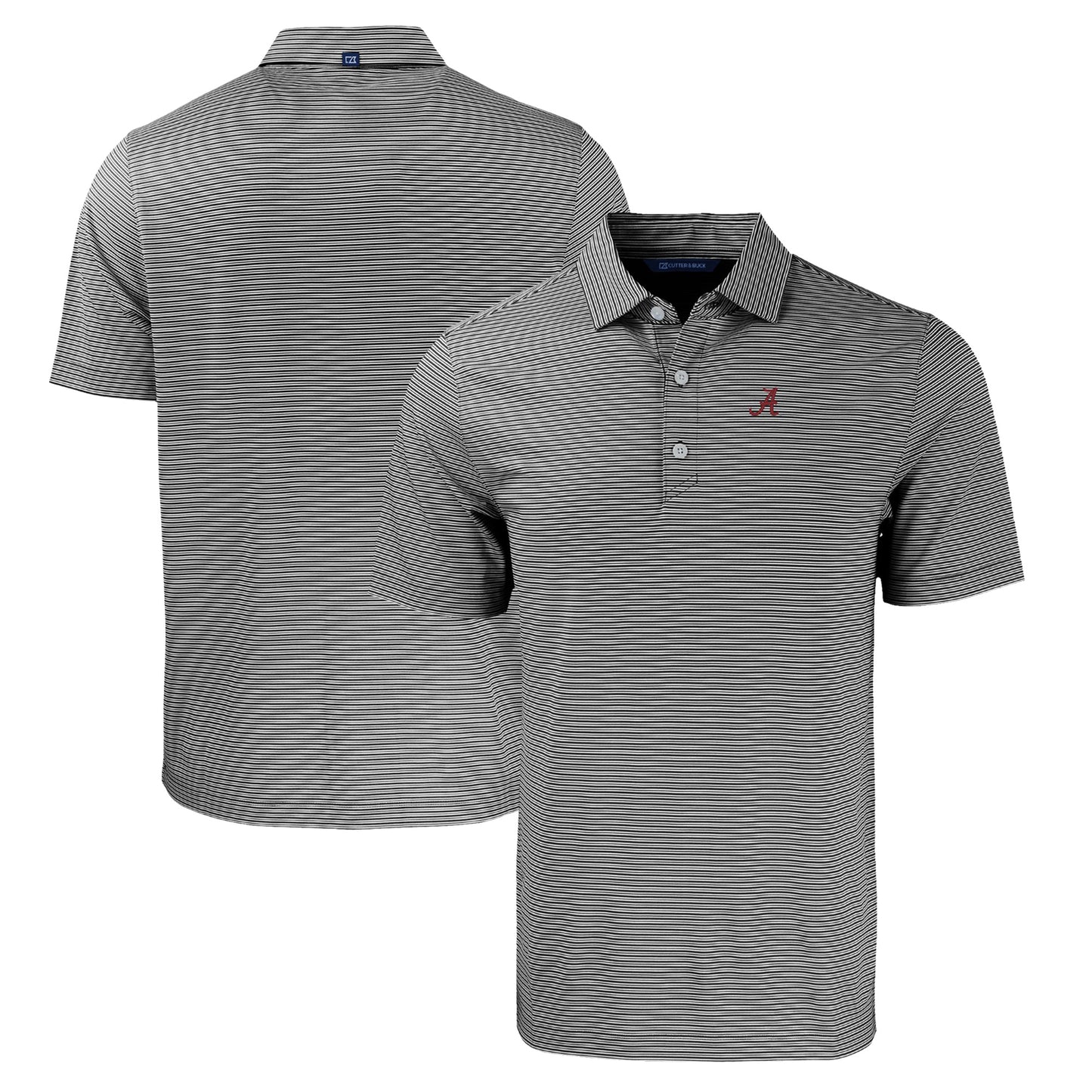 Men's Cutter & Buck Black/White Alabama Crimson Tide Big & Tall Forge Eco Double Stripe Stretch Recycled Polo