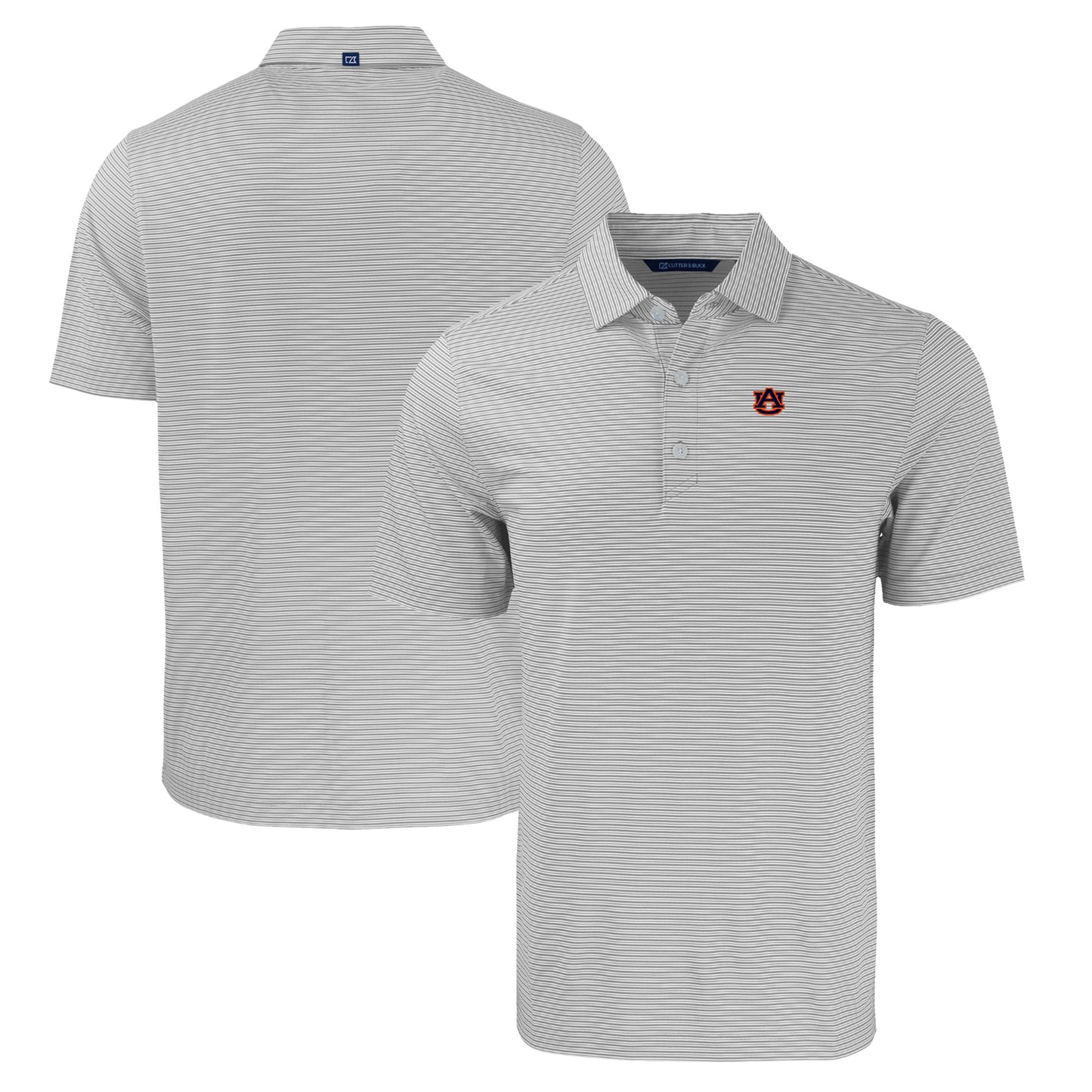 Men's Cutter & Buck Gray/White Auburn Tigers Big & Tall Forge Eco Double Stripe Stretch Recycled Polo