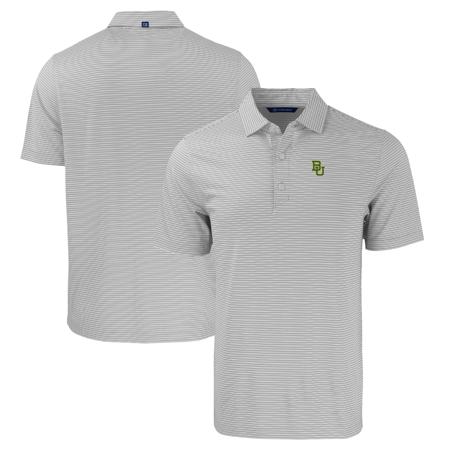 Men's Cutter & Buck Gray/White Baylor Bears Big & Tall Forge Eco Double Stripe Stretch Recycled Polo