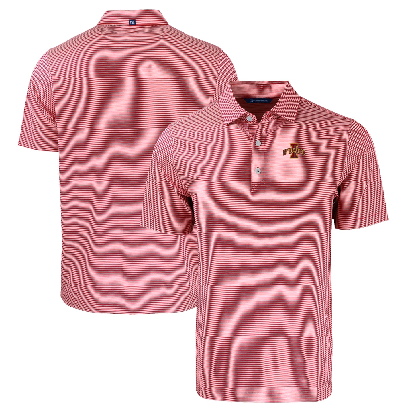 Men's Cutter & Buck Cardinal/White Iowa State Cyclones Big & Tall Forge Eco Double Stripe Stretch Recycled Polo