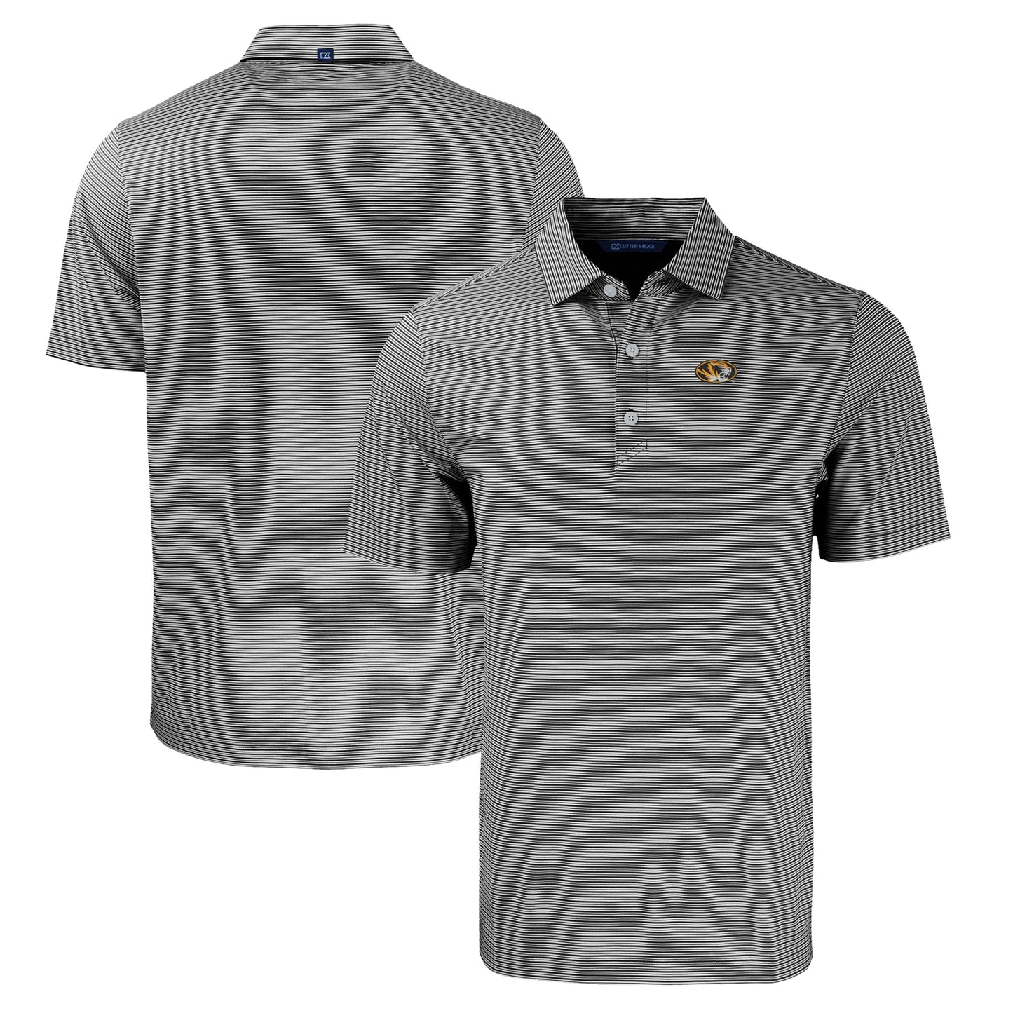 Men's Cutter & Buck Black/White Missouri Tigers Big & Tall Forge Eco Double Stripe Stretch Recycled Polo