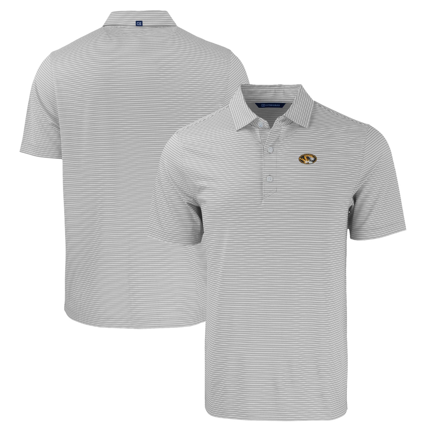 Men's Cutter & Buck Gray/White Missouri Tigers Big & Tall Forge Eco Double Stripe Stretch Recycled Polo